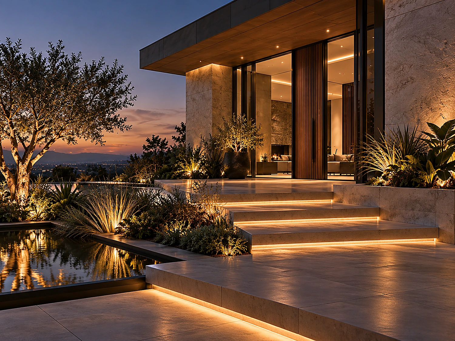 Architectural entrance of a modern luxury home